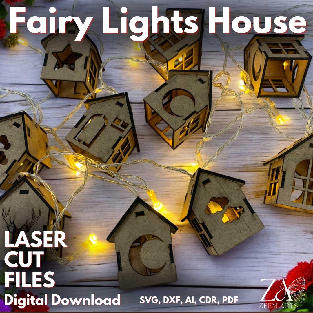 Fairy Lights Miniature House Template Laser Cut Files & SVG Files ...