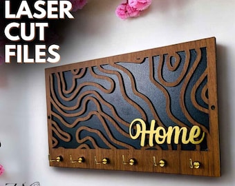 Laser Cut Key Holder Files: Geometric Wall Decor SVG (Digital Download)