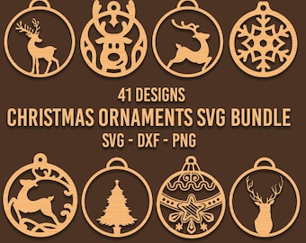 40 fichiers de décoration de Noël SVG découpés au laser : ornements SVG, CNC, Glowforge (téléchargement numérique)