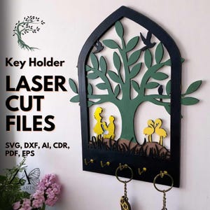 Arch Key Holder Laser Cut Files for Glowforge, CNC, Laser Cutting Machines, SVG Files Personalized Key Hanger, Boho Wall Mounted Key Holders