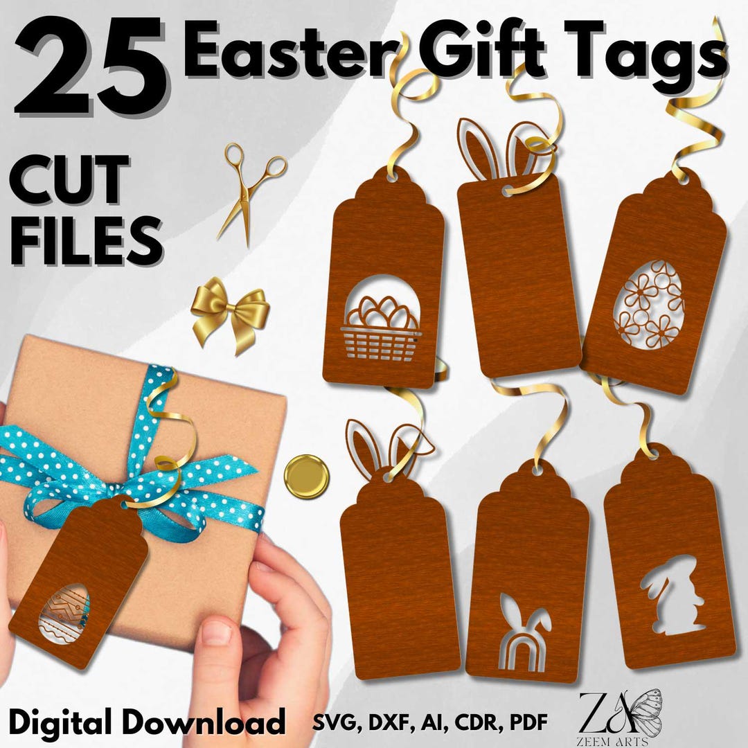 25 Easter Gift Tags SVG Files & Laser Cut Files for Glowforge, CNC ...