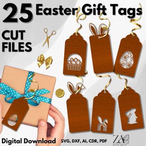 25 Easter Gift Tags SVG Files & Laser Cut Files for Glowforge, CNC, Laser Cutting Machines, Christmas Gift Tags, Decorative Gift Tags