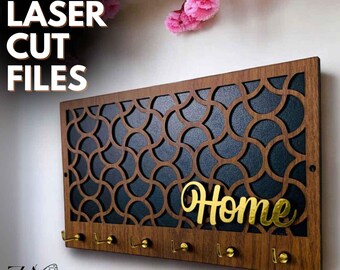Geometric Wall Key Holder Laser Cut Files, SVG, CNC (Digital Download)