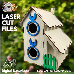 File di taglio laser per casette per uccelli e file SVG modello per macchine da taglio Glowforge, CNC, plasma e laser, mangiatoie per uccelli e casette per uccelli DXF
