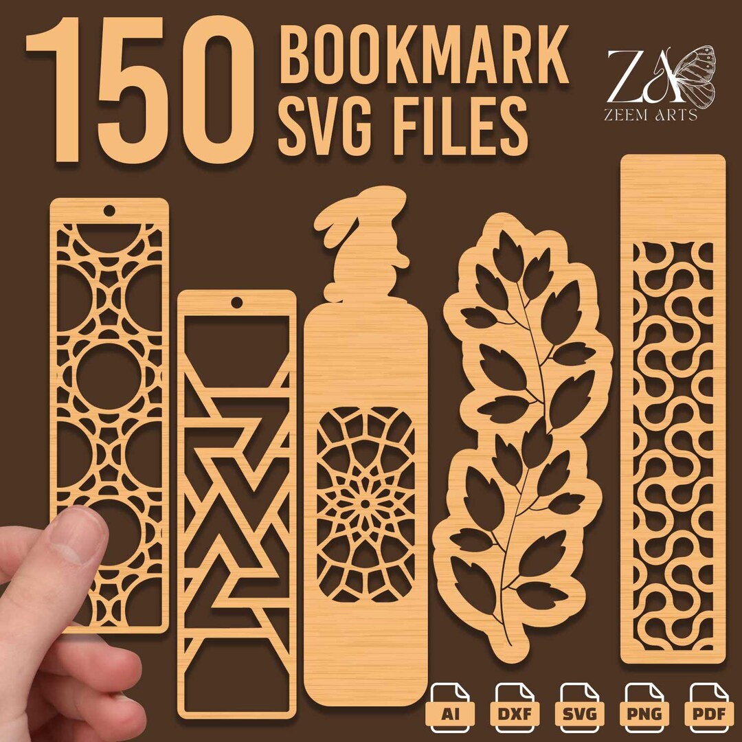 150 Bookmark SVG Laser Cut Files: Geometric, Floral, Animal Designs ...