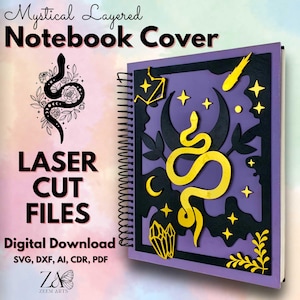 Mystical Spiral Notebook Cover Laser Cut Files and SVG Files Template for Laser Cutting, Laser Notebook Cover, A4 & A5 Notebook Cover
