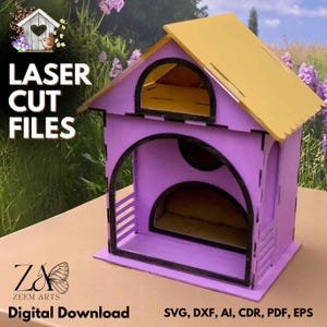 File di taglio laser per casette per uccelli e file SVG modello per macchine da taglio Glowforge, CNC, plasma e laser, mangiatoie per uccelli e casette per uccelli DXF