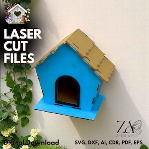 File di taglio laser per casette per uccelli e file SVG modello per macchine da taglio Glowforge, CNC, plasma e laser, mangiatoie per uccelli e casette per uccelli DXF