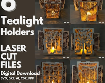 Tealight Holder Laser Cut Files: Lantern Template (Digital Download)