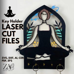 Bogen Schlüssel Halter Laser Cut Dateien für Glowforge, CNC Laserschneidmaschinen, SVG-Dateien Personalisierter Schlüsselanhänger, Yoga Meditation Schlüsselhalter