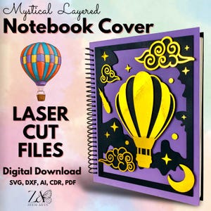 Mystieke spiraal notebookomslag Lasergesneden bestanden en SVG-bestanden sjabloon voor lasersnijden, laser notebookomslag, A4 en A5 notebookomslag