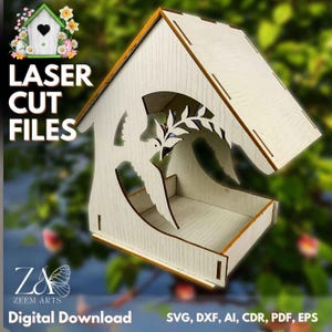 File di taglio laser e file SVG per mangiatoie per casette per uccelli, modelli per Glowforge, macchine da taglio CNC e laser, mangiatoie per uccelli e casette per uccelli DXF