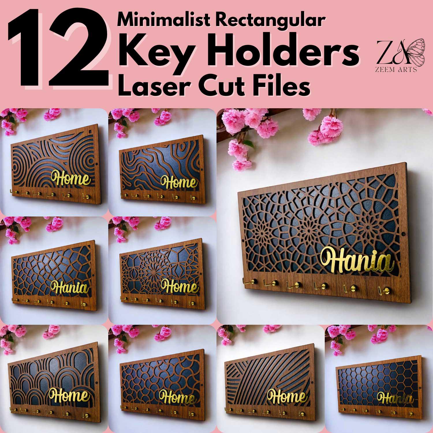 Rectangular Key Design Rectangular Key Holder Laser Cut Files: Geometric Designs (SVG, DXF ...
