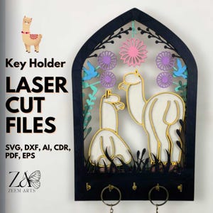 Bogen Schlüsselhalter Laser Cut Dateien für Glowforge, CNC Laserschneidmaschinen, SVG-Dateien Personalisierter Schlüsselaufhänger, Lama Schlüsselhalter Aufhänger