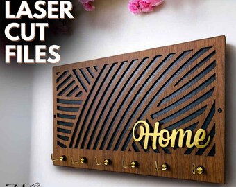 Rectangular Key Holder Laser Cut Files: Minimalist 2-Layer SVG (Digital Download