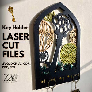 Bogen Schlüsselhalter Laser Cut Dateien für Glowforge, CNC, Laserschneidmaschinen, SVG-Dateien Personalisierter Schlüsselaufhänger, an der Wand befestigter Schlüsselhalter