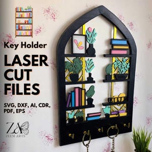 Arch Key Holder Laser Cut Files for Glowforge, CNC, Laser Cutting Machines, SVG Files Personalized Key Hanger, Wall Mounted Key Holders