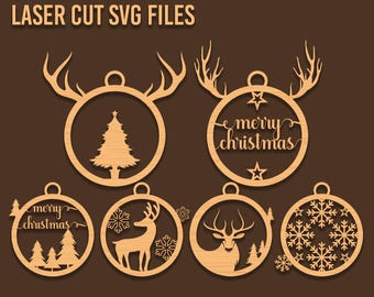 11 fichiers de décoration de Noël SVG découpés au laser : ornements SVG, CNC, Glowforge (téléchargement numérique)