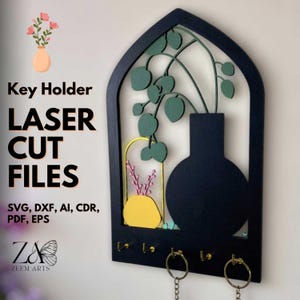 Arch Key Holder Laser Cut Files for Glowforge, CNC, Laser Cutting Machines, SVG Files Personalized Key Hanger, Boho Wall Mounted Key Holders