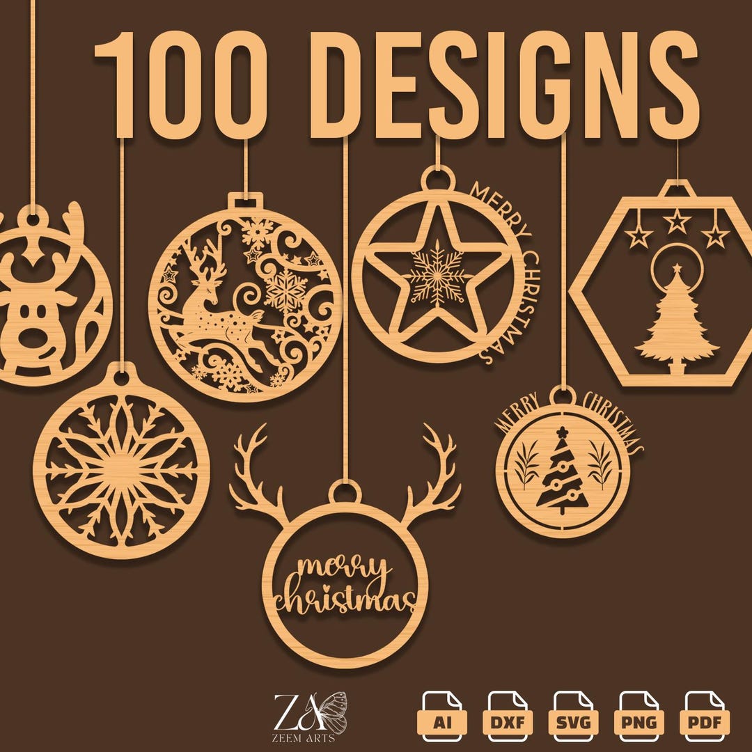 100 Christmas Ornament SVG Laser Cut Files: Ornaments SVG, CNC ...