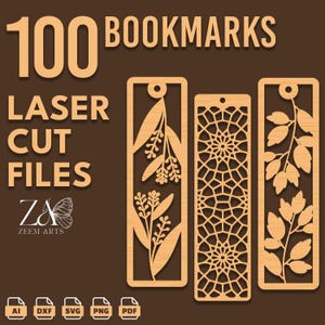 Lot de 100 fichiers SVG et fichiers découpés au laser pour Glowforge, CNC, machines de découpe laser et numériques, marque-page personnalisé, marque-page en acrylique