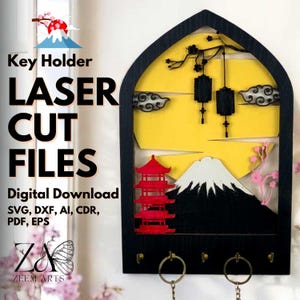 Arch Key Holder Laser Cut Files for Glowforge CNC, Laser Cutting Machines, SVG Files Personalized Key Hanger, Japan Wall Mounted Key Holders