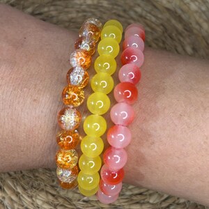 Elastic glass bead bracelet_Solid color – colorful, handmade, boho jewelry, summer festival bracelet, gift for her, friendship bracelet