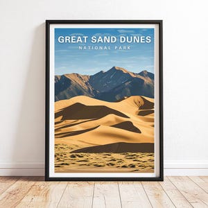 Great Sand Dunes National Park Poster, Colorado National Park Art Print, Colorado Travel Poster, Sand Dunes Wall Art, National Park Gift