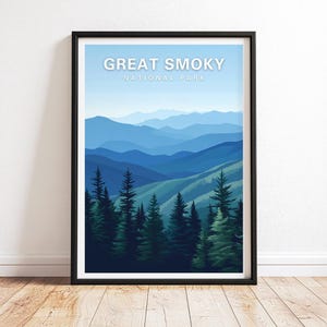 Great Smoky Mountains Poster, Smoky Mountains Reiseplakat, Tennessee Reiseplakat, Smoky Mountains Wandkunst, Nationalpark Geschenk