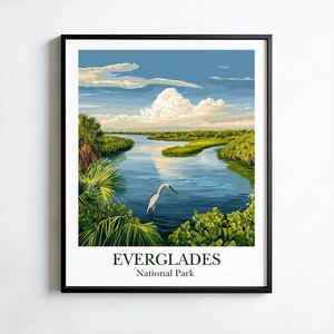 Affiche du parc national des Everglades, impression, art mural, affiche de la Floride, art mural inspiré de la nature, décoration murale, affiche de l'aventure, art du paysage