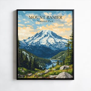 Mount Rainier National Park Poster, Print, Wall Art, Washington Print, Scenic Travel Wall Art, Hanging Wall Decor, Nature Mountain Prints