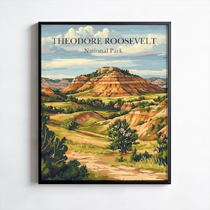 Theodore Roosevelt Poster, Print, Wall Art, North Dakota Print, Scenic Travel Wall Art, Hanging Wall Decor, Nature Prints, Canyon Prints