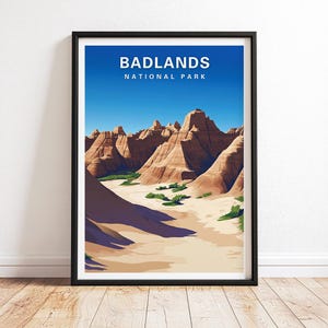 Badlands National Park Poster, South Dakota Travel Print, South Dakota Badlands Wall Art, Badlands National Park Travel Poster, Badlands Art