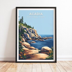 Acadia National Park Poster Acadia Travel Poster Acadia Wall Art Acadia Print Acadia Poster Maine Travel Poster Maine National Park Gift
