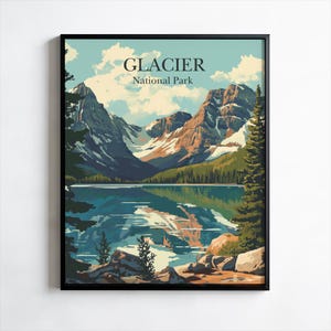 Glacier National Park Poster, Wall Art, Print, Wall Decor, Scenic Wall Art, Nature Inspired Home Decor, Montana Wall Art, Adventure Decor