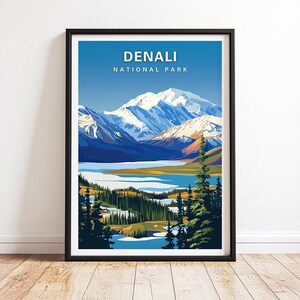 Denali National Park Poster Print Wall Hangings, Mount Denali Poster, Alaska Mountain Art, Alaska National Park Poster, National Park Gift