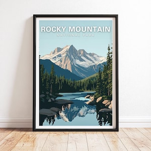 Rocky Mountain National Park Poster Rocky Mountain Travel Poster Colorado Travel Poster Rocky Mountain Print Colorado National Park Gift