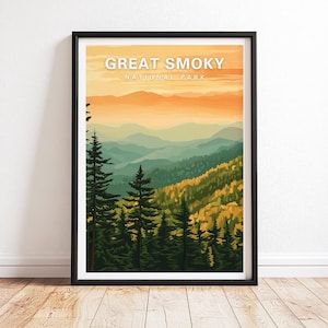 Great Smoky Mountains Nationalpark Poster, Tennessee Reiseplakat, Smoky Mountains Reiseplakat, Smoky Mountain Dekor, Nationalpark Geschenk