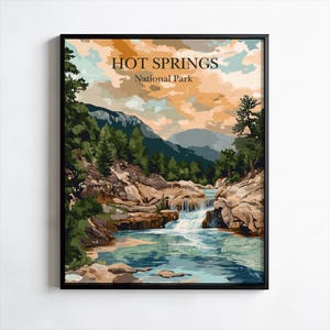 Hot Springs National Park Poster Print Wall Art, Arkansas Poster, Nature Inspired Wall Decor, Home Wall Decor, Adventure Poster, Water Print