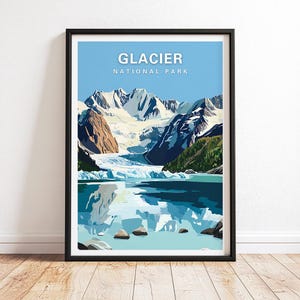 Glacier National Park Poster Print Wall Art, Montana Mountain Print, Montana Travel Poster, Glacier Poster, Montana Gift, National Park Gift