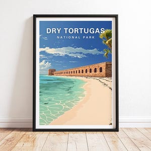 Dry Tortugas National Park Poster, Florida Keys Wall Art, Florida Keys Travel Poster, Dry Tortugas Print, National Park Gift, Beach Print