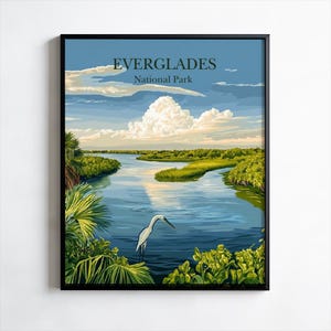Affiche du parc national des Everglades, impression, art mural, impression de la Floride, art mural voyage pittoresque, décoration murale suspendue, impressions nature, cadeau voyageur