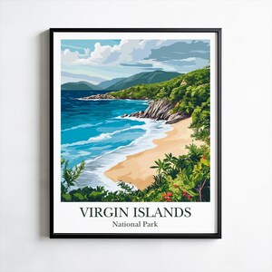 Póster de las Islas Vírgenes, impresión, arte de pared, decoración de pared inspirada en la naturaleza, decoración de pared para el hogar, póster del océano, impresión de playa, póster, arte de pared, decoración de pared