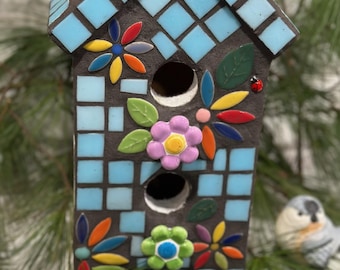 DIY Mosaic Birdhouse Kit, Glass Mosaic Kit, Craft Kit, Mosaic Stained glass kit, DIY for Adults