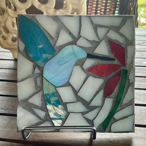 DIY Mosaic Hummingbird Kit,Glass Mosaic Kit, Craft Kit, Mosaic Stained glass kit, DIY for Adults