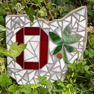 Ohio State, Buckeyes, Ohio shaped Mosaic Garden Paver, Stepping Stone