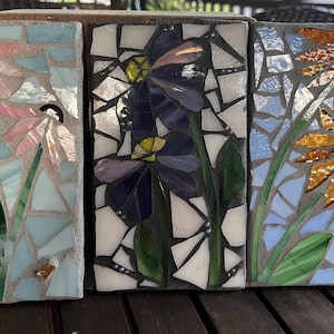 DIY Mosaic-3 Coneflowers set Kit,  Mosaic Kit, Craft Kit, Mosaic Stained glass kit, DIY for adults.