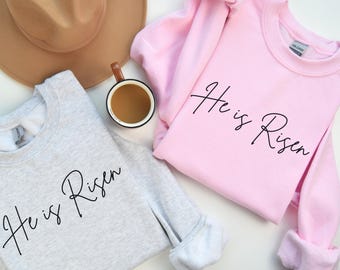 He is Risen Crewneck, Cozy Resurrection Apparel, Christian Gift, Christian Easter Sweatshirt, Faith-Based Fashion, Jesus Easter Sweatshirt