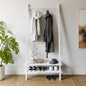 DIY Shoe Coat Rack Plan – Ladder Shelf, Woodworking PDF, Digital ...