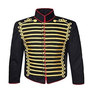 Handmade Napoleonic Black Hussar Jacket For Men Military Style Uniform Tunic Pelisse Wedding Hussar Jacket